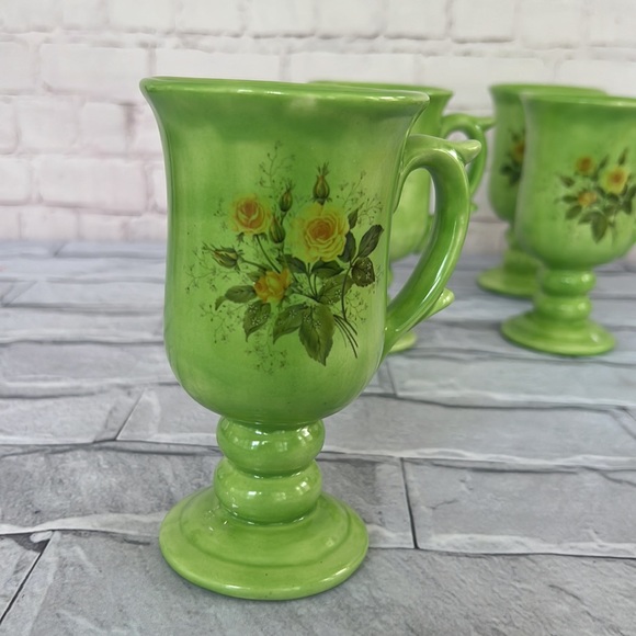 vintage green stemmed mugs - Picture 9 of 9